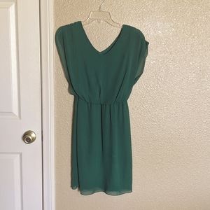 Emerald Green Flutter Sleeve Semi-Formal Dress
